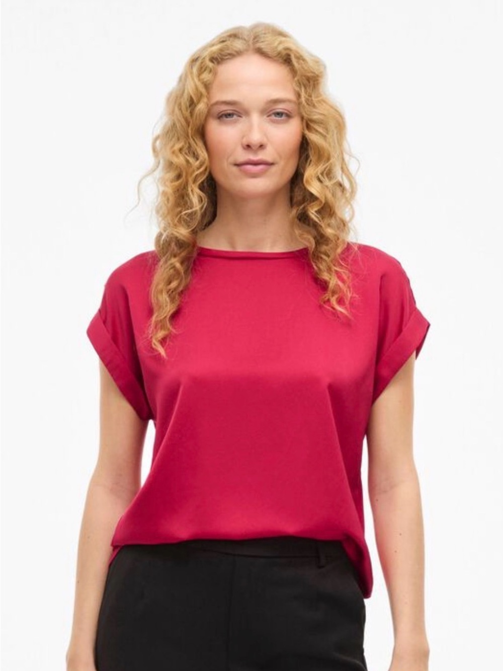 VILA Magenta Short Sleeved Top. Sz L